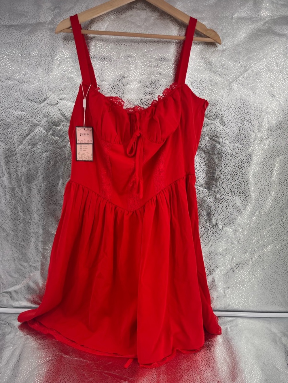 Abehik Red Lace Trim Corset Style Mini Dress Size XL Goth Preppy